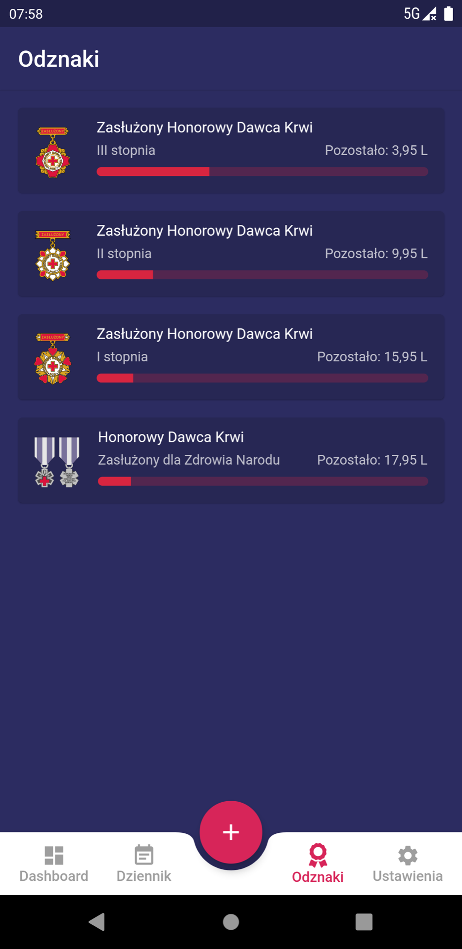 Ekran aplikacji Krwiodawca - 3
